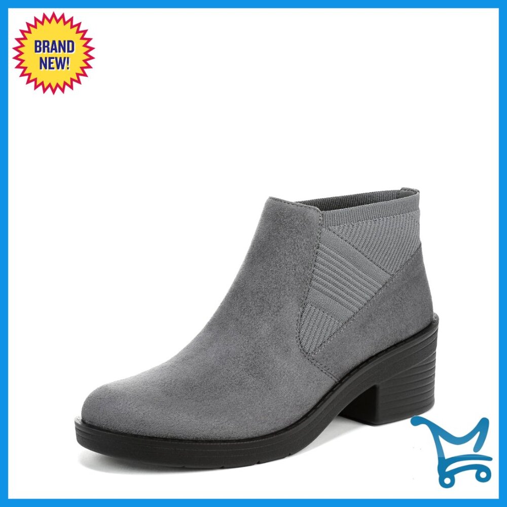 Stretch Knit Ankle Booties with 2 3/8 Inch Block Heel, Machine Washable